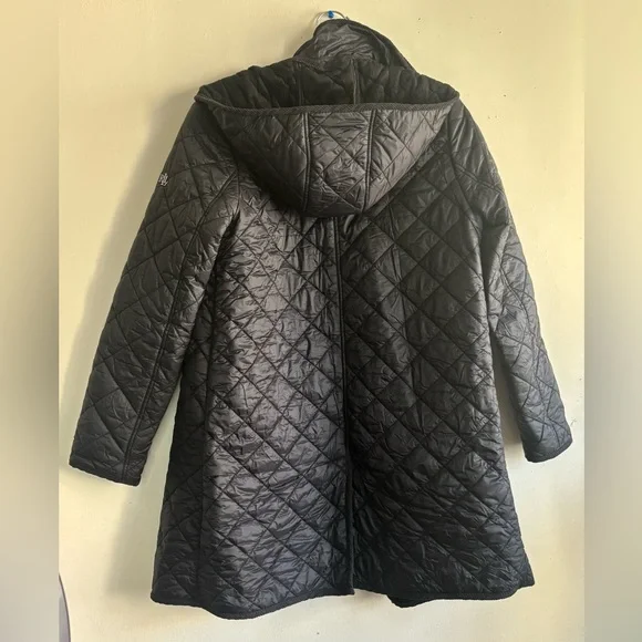 Ralph Lauren Black Trim Quilted Hooded Coat Jacket Size S - Picture 3 of 16